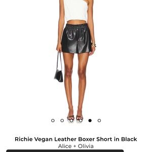 Alice + Olivia Black Vegan Leather High Waist Shorts
